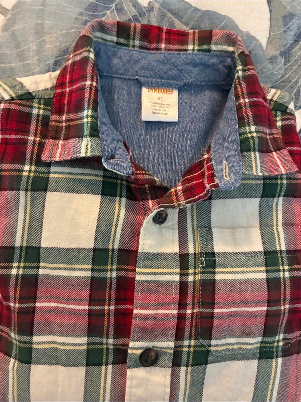 Gymboree Red, Green & White Plaid Button-Down Shirt